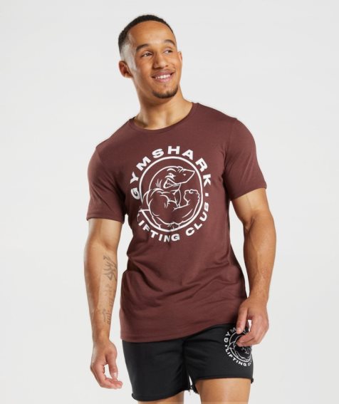 Men's Gymshark Legacy T-Shirts Burgundy | NZ 4BQDVO